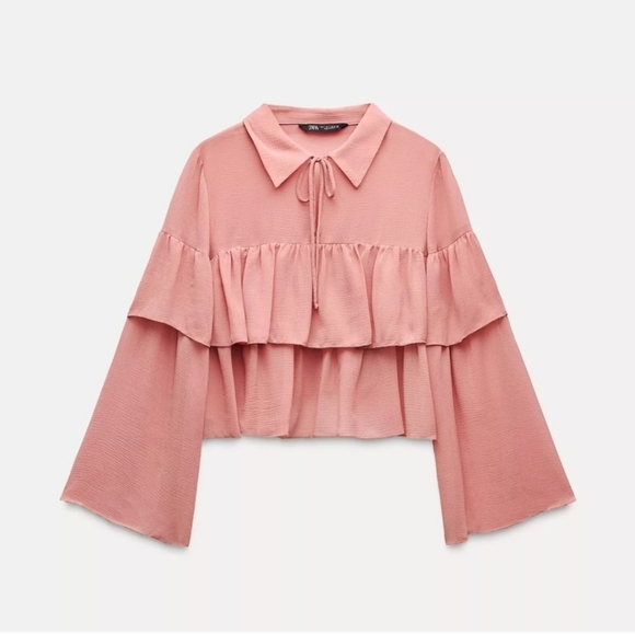 Zara Tops - NWT Zara Blouse Top Blouse Riffled Chiffon Size S Small